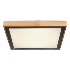 Stropní svítidlo, kov černý, dřevo hnědé, akryl bílý, DxŠxV: 39x39x9cm, včetně LED 24W 230V, 2500lm zdroj, 1020lm výstup, změna barvy světla přepínačem na svítidle 3000/4500/6000K