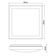 Stropní svítidlo, kov černý, dřevo hnědé, akryl bílý, DxŠxV: 39x39x9cm, včetně LED 24W 230V, 2500lm zdroj, 1020lm výstup, změna barvy světla přepínačem na svítidle 3000/4500/6000K