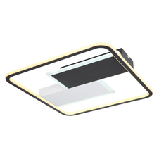 Stropní svítidlo, kov černý a bílý, akryl satinovaný, plast opál, stmívatelné, fixace barvy, SmartLight, aplikace, paměť, noční světlo, dál.ovládání, DxŠxV: 51x51x6cm, LED 50W 230V, 500-5400lm zdroj, 200-2600lm výstup, 2700-6500K