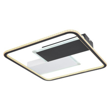 Stropní svítidlo, kov černý a bílý, akryl satinovaný, plast opál, stmívatelné, fixace barvy, SmartLight, aplikace, paměť, noční světlo, dál.ovládání, DxŠxV: 51x51x6cm, LED 50W 230V, 500-5400lm zdroj, 200-2600lm výstup, 2700-6500K