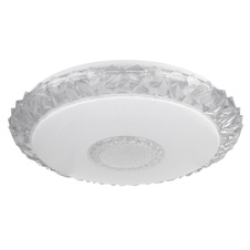 Stropní svítidlo, kov bílý, akryl bílý, třpytivý efekt, průhledné akrylové křišťály, stmívatelné, fixace barvy, SmartLight, aplikace, časovač, dál.ovládání, 2xAAA, Ø50cm, V:10cm, LED 40W 230V 425-4250lm zdroj, 298-2980lm výstup, 2700-6500K