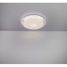 Stropní svítidlo, kov bílý, akryl bílý, třpytivý efekt, průhledné akrylové křišťály, stmívatelné, fixace barvy, SmartLight, aplikace, časovač, dál.ovládání, 2xAAA, Ø50cm, V:10cm, LED 40W 230V 425-4250lm zdroj, 298-2980lm výstup, 2700-6500K