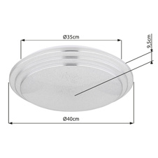 Stropní svítidlo, kov bílý, akryl bílý, stmívatelné, fixace barvy, paměťová funkce, dál.ovládání, Ø40cm, V:10cm, včetně LED 18W 230V, 186-1860lm zdroj, 130-1300lm výstup, barva světla 2700-6500K