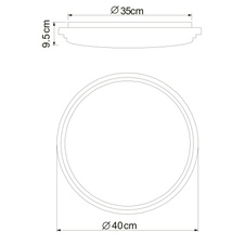 Stropní svítidlo, kov bílý, akryl bílý, stmívatelné, fixace barvy, paměťová funkce, dál.ovládání, Ø40cm, V:10cm, včetně LED 18W 230V, 186-1860lm zdroj, 130-1300lm výstup, barva světla 2700-6500K