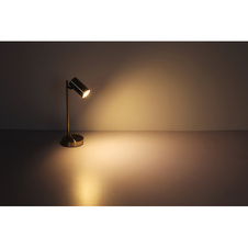 Stolní lampa, kov grafit, kov vzhled dřeva, Ø12cm, V:35cm, délka kabelu 1,5m, bez žárovky 1xGU10 max. LED 5W 230V