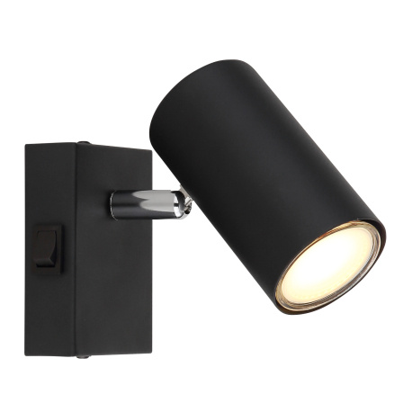 Nástěnné svítidlo, kov černý, chromový, s vypínačem, ŠxV: 7x10cm, H:12cm, bez žárovky 1xGU10, max. 25W 230V
