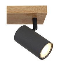 Nástěnné svítidlo, kov grafit/černý/vzhled dřeva, DxŠxV: 26x6x12cm, bez žárovek 2xGU10, max. 35W 230V