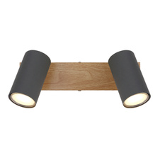 Nástěnné svítidlo, kov grafit/černý/vzhled dřeva, DxŠxV: 26x6x12cm, bez žárovek 2xGU10, max. 35W 230V