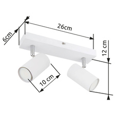 Nástěnné svítidlo, kov bílý, kov chromový, DxŠxV: 26x6x12cm, bez žárovek 2xGU10, max. 35W 230V
