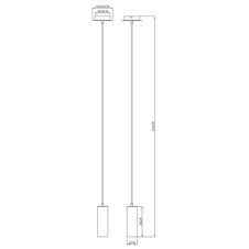 Závěsné svítidlo, kov černý, černý PVC kabel, DxŠxV: 9x9x120cm, bez žárovky 1xGU10, max. 35W 230V