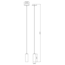 Závěsné svítidlo, kov bílý, PVC kabel bílý, DxŠxV: 9x9x120cm, bez žárovky 1xGU10, max. 35W 230V