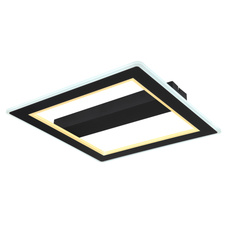 Stropní svítidlo, kov černý, akryl opál, DxŠxV: 45x45x5cm, včetně LED 30W 230V, 3831lm zdroj, 1860lm výstup, barva světla: uvnitř 3000K, zvenčí 6500K