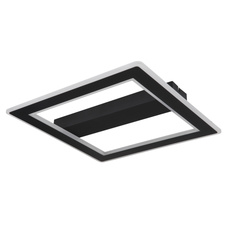 Stropní svítidlo, kov černý, akryl opál, DxŠxV: 45x45x5cm, včetně LED 30W 230V, 3831lm zdroj, 1860lm výstup, barva světla: uvnitř 3000K, zvenčí 6500K