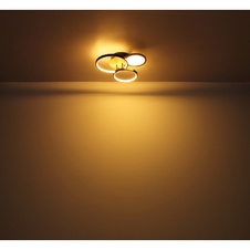 Stropní svítidlo, kov černý, MDF vzhled dřeva, plast bílý, DxŠxV: 40x38x11cm, včetně LED 30W 230V, 3900lm zdroj, 1500lm výstup, 3000K