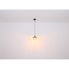 Závěsné svítidlo, kov černý, mosaz, černý PVC kabel, Ø:33cm, V:155cm, bez žárovek 3xE27, max. 60W 230V