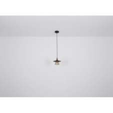 Závěsné svítidlo, kov černý, mosaz, černý PVC kabel, Ø:33cm, V:155cm, bez žárovek 3xE27, max. 60W 230V