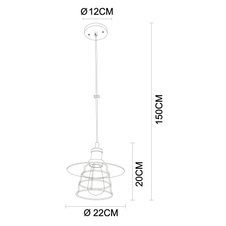 Závěsné svítidlo, kov černý, mosaz, černý PVC kabel, Ø:20cm, V:150cm, bez žárovky 1xE27, max. 60W 230V