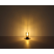 Závěsné svítidlo, kov černý, dřevo, kouřové sklo, Ø10cm, V:150cm, bez žárovky 1xE27, max. 40W 230V