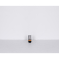 Stolní lampa, kov černý, dřevo, kouřové sklo, černý PVC kabel, s vypínačem na kabelu, Ø10cm, V:21cm, délka kabelu 1,5m, bez žárovky 1xE27, max. 40W 230V