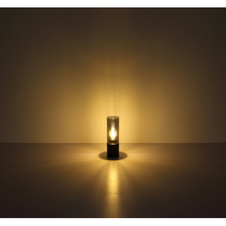 Závěsné svítidlo, kov černý, kouřové sklo, kov černý, textilní černý kabel, Ø9cm, V:153cm, bez žárovky 1xE27, max. 25W 230V