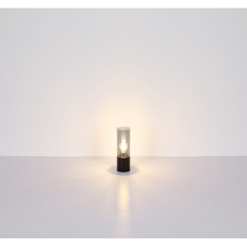 Stolní lampa, kov černý, kouřové sklo, textilní černý kabel, dotykový zapínač On/Off, Ø9cm, V:30cm, délka kabelu 1500cm, bez žárovky 1x E27, max. 25W 230V