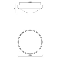 Stropní svítidlo, kov černý, akryl opál, třpytivý efekt, senzor, IP44, svítidlo se vypíná po 30 sekundách, Ø30cm, V:9cm, včetně LED 18W 230V, 2300lm zdroj, 980lm výstup, 4000K