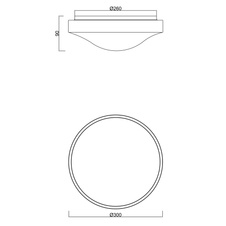 Stropní svítidlo, hliník, akryl opál, třpytivý efekt, senzor, IP44, svítidlo se vypíná po 30 sekundách, Ø30cm, V:9cm, včetně LED 18W 230V, 2300lm zdroj, 1050lm výstup, 4000K