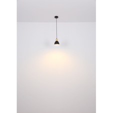 Závěsné svítidlo, kov černý a bílý, kov vzhled dřeva, černý PVC kabel, Ø:15cm, V:120cm, bez žárovky 1xE27, max. 40W 230V