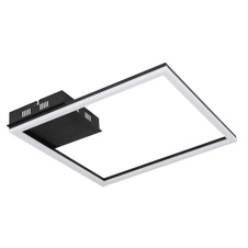 Stropní svítidlo, kov černý, plast opál, DxŠxV: 40x40x6cm, včetně LED 18W 230V, 1950lm zdroj, 1470lm výstup, 3000K