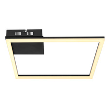 Stropní svítidlo, kov černý, plast opál, DxŠxV: 40x40x6cm, včetně LED 18W 230V, 1950lm zdroj, 1470lm výstup, 3000K