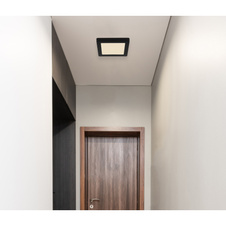 Stropní svítidlo, plast černý, plast bílý, změna barvy světla přepínačem, fixace barvy, DxŠxV: 17x17x1,5cm, včetně LED 12W 230V, 1050lm zdroj, 900lm výstup, změna barvy světla 3000/4000/6500K