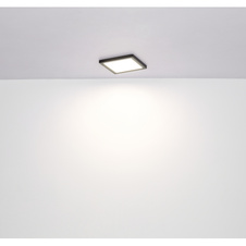 Stropní svítidlo, plast černý, plast bílý, změna barvy světla přepínačem, fixace barvy, DxŠxV: 17x17x1,5cm, včetně LED 12W 230V, 1050lm zdroj, 900lm výstup, změna barvy světla 3000/4000/6500K