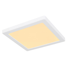 Stropní svítidlo, plast bílý, plast bílý, změna barvy světla přepínačem, fixace barvy, DxŠxV: 22x22x1,5cm, včetně LED 18W 230V, 1900lm zdroj, 1500lm výstup, změna barvy světla 3000/4000/6500K