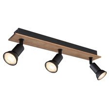 Stropní svítidlo, dřevo tmavě hnědé, kov černý, DxŠxV: 40x6x9cm, bez žárovek 3xGU10, max. 35W 230V (doporučujeme zakoupit zdroje 10804DK)