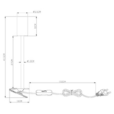 Klipsové svítidlo, kov nikl, plast černý, PVC kabel transparentní, s vypínačem na kabelu, Flexo, DxŠxV: 29x10x42cm, délka kabelu 1,5m, bez žárovky 1xGU10, max. 25W 230V