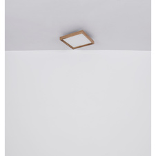 Stropní svítidlo, kov bílý, MDF vzhled dřeva, plast opál, fixace barvy, DxŠxV: 45x45x9cm, včetně LED 24W 230V, 2650lm zdroj, 1500lm výstup, změna barvy světla přepínačem na svítidle 2700/4500/6500K