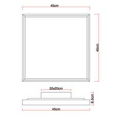 Stropní svítidlo, kov bílý, MDF vzhled dřeva, plast opál, fixace barvy, DxŠxV: 45x45x9cm, včetně LED 24W 230V, 2650lm zdroj, 1500lm výstup, změna barvy světla přepínačem na svítidle 2700/4500/6500K