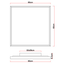 Stropní svítidlo, kov bílý, MDF vzhled dřeva, plast opál, fixace barvy, DxŠxV: 60x60x9cm, včetně LED 36W 230V, 4300lm zdroj, 2400lm výstup, změna barvy světla přepínačem na svítidle 2700/4500/6500K