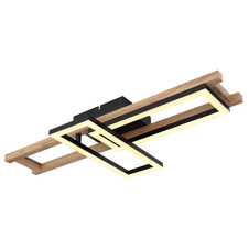 Stropní svítidlo, kov černý, MDF tmavě hnědý, plast bílý, otočné, DxŠxV: 69x37x11cm, včetně LED 20W 230V, 2100lm zdroj, 850lm výstup, 3000K