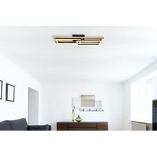 Stropní svítidlo, kov černý, MDF tmavě hnědý, plast bílý, otočné, DxŠxV: 69x37x11cm, včetně LED 20W 230V, 2100lm zdroj, 850lm výstup, 3000K