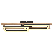 Stropní svítidlo, kov černý, MDF tmavě hnědý, plast bílý, otočné, DxŠxV: 69x37x11cm, včetně LED 20W 230V, 2100lm zdroj, 850lm výstup, 3000K