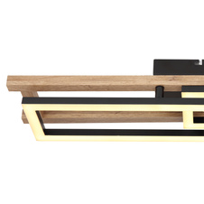 Stropní svítidlo, kov černý, MDF tmavě hnědý, plast bílý, otočné, DxŠxV: 69x37x11cm, včetně LED 20W 230V, 2100lm zdroj, 850lm výstup, 3000K