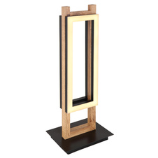 Stolní lampa, kov černý, MDF tmavě hnědý, plast bílý, přepínač, DxŠxV: 20x15x50cm, délka kabelu 170cm, včetně LED 20W 230V, 2100lm zdroj, 850lm výstup, 3000K