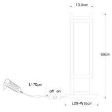 Stolní lampa, kov černý, MDF tmavě hnědý, plast bílý, přepínač, DxŠxV: 20x15x50cm, délka kabelu 170cm, včetně LED 20W 230V, 2100lm zdroj, 850lm výstup, 3000K