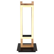 Stolní lampa, kov černý, MDF tmavě hnědý, plast bílý, přepínač, DxŠxV: 20x15x50cm, délka kabelu 170cm, včetně LED 20W 230V, 2100lm zdroj, 850lm výstup, 3000K