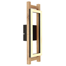 Nástěnné svítidlo, kov černý, MDF tmavě hnědý, plast bílý, ŠxV: 14x45cm, H:8cm, včetně LED 10W 230V, 1050lm zdroj, 400lm výstup, 3000K