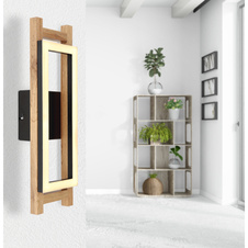 Nástěnné svítidlo, kov černý, MDF tmavě hnědý, plast bílý, ŠxV: 14x45cm, H:8cm, včetně LED 10W 230V, 1050lm zdroj, 400lm výstup, 3000K