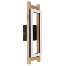 Nástěnné svítidlo, kov černý, MDF tmavě hnědý, plast bílý, ŠxV: 14x45cm, H:8cm, včetně LED 10W 230V, 1050lm zdroj, 400lm výstup, 3000K