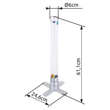 Stojanové svítidlo, plast šedý a průhledný, černý PVC kabel, s vypínačem na kabelu, RGB změna barvy, včetně 3 rybiček a 2 kuliček, oběma vody 1,2L, Ø:6cm V:61cm, délka kabelu 1,8m, včetně 9xRGB LED 0.06W 230V, 4lm výstup