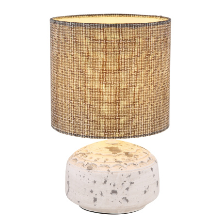 Stolní lampa, keramika šedá/bílá, plast bílý, textil šedý, PVC kabel bílý, s vypínačem na kabelu, Ø17cm, V:27cm, délka kabelu 1200cm, bez žárovky 1x E14, max. 1200cm 40W 230V